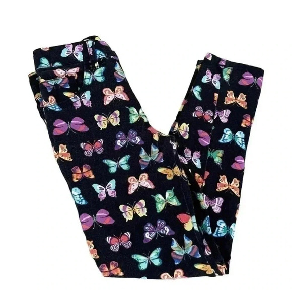 Disney Girls Butterfly Novelty Print Long Slim Jeans Pants SZ S (6-6x) # 1081 - Picture 4 of 8